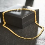 Goldkette als Zwillingspanzerkette in Gelbgold 375 / 9 Karat, 42 cm lang, 4.8 mm breit, Gewicht ca. 6.3 g.