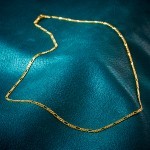 Goldkette als Figarokette diamantiert Gliederung 3+1 in Gelbgold 585 / 14K, 45 cm lang, 2,8 mm breit, Gewicht ca. 8.9 g.