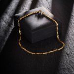 Goldkette als Figarokette diamantiert in Gelbgold 585 / 14K, 45 cm lang, 3,4 mm breit, Gewicht ca. 11 g.