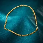 Goldkette als Figarokette diamantiert in Gelbgold 585 / 14K, 100 cm lang, 4,3 mm breit, Gewicht ca. 44.2 g.