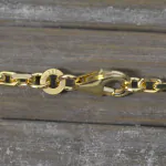 Goldkette als Ankerkette diamantiert in Gelbgold 333 / 8 Karat, 38 cm lang, 2.5 mm breit, Gewicht ca. 10