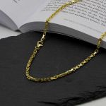 Goldkette als Ankerkette diamantiert in Gelbgold 375 / 9K, 50 cm lang, 3 mm breit, Gewicht ca. 20 g.