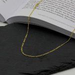 Goldkette als Figarokette diamantiert in Gelbgold 585 / 14K, 50 cm lang, 1,9 mm breit, Gewicht ca. 3.8 g.