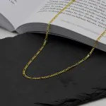 Goldkette als Figarokette diamantiert in Gelbgold 585 / 14K, 38 cm lang, 2,2 mm breit, Gewicht ca. 4.2 g.