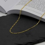 Goldkette als Figarokette diamantiert in Gelbgold 585 / 14K, 50 cm lang, 2,2 mm breit, Gewicht ca. 5.5 g.