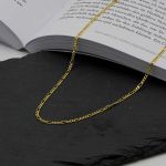 Goldkette als Figarokette diamantiert in Gelbgold 585 / 14K, 60 cm lang, 2,2 mm breit, Gewicht ca. 6.6 g.