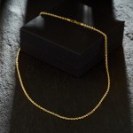 Goldkette als Kordelkette hohl in Gelbgold 585 / 14K, 70 cm lang, 2,1 mm breit, Gewicht ca. 4 g.