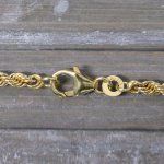 Goldkette als Kordelkette hohl in Gelbgold 333 / 8K, 50 cm lang, 3,3 mm breit, Gewicht ca. 6.8 g.