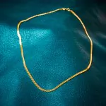 Goldkette als Panzerkette flach in Gelbgold 585 / 14K, 100 cm lang, 2,7 mm breit, Gewicht ca. 19.3 g.