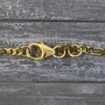 Goldkette als Figarokette diamantiert in Gelbgold 375 / 9K, 85 cm lang, 2,2 mm breit, Gewicht ca. 7.8 g.