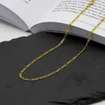 Goldkette als Figarokette diamantiert in Gelbgold 375 / 9K, 55 cm lang, 2.2 mm breit, Gewicht ca. 5.1 g.