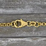 Goldkette als Venezianerkette rund geschlagen in Gelbgold 375 / 9K, 95 cm lang, 2,7 mm breit, Gewicht ca. 30.9 g.
