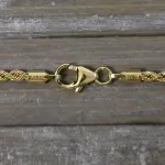 Armband als Kordelkette hohl Leichtversion in Gelbgold 375 / 9K, 19 cm lang, 2,1 mm breit, Gewicht ca. 1.1 g.