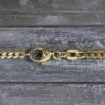 Goldkette als Panzerkette flach 0.8 Höhe in Gelbgold 585 / 14K, 50 cm lang, 2,4 mm breit, Gewicht ca. 7.9 g.