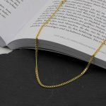 Goldkette als Panzerkette flach 0.8 Höhe in Gelbgold 585 / 14K, 60 cm lang, 2,4 mm breit, Gewicht ca. 8.8 g.