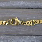 Armband als Panzerkette flach in Gelbgold 585 / 14 K, 18,5 cm lang, 2,7mm breit, Gewicht ca. 4 g.