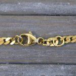 Armband als Panzerkette flach in Gelbgold 585 / 14K, 19 cm lang, 2,7 mm breit, Gewicht ca. 4.1 g.