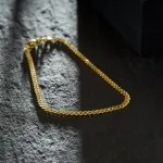 Armband als Panzerkette flach in Gelbgold 375 / 9K, 19 cm lang, 2,7 mm breit, Gewicht ca. 3.4 g.