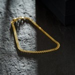 Armband als Panzerkette flach in Gelbgold 375 / 9K, 18 cm lang, 2.7 mm breit, Gewicht ca. 3.2 g.