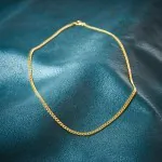 Goldkette als Panzerkette flach in Gelbgold 585 / 14K, 55 cm lang, 3,4 mm breit, Gewicht ca. 15.5 g.