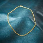 Goldkette als Panzerkette flach in Gelbgold 585 / 14K, 60 cm lang, 3,4 mm breit, Gewicht ca. 16.7 g.