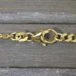 Armband als Panzerkette flach in Gelbgold 585 / 14K, 18,5 cm lang, 3,4 mm breit, Gewicht ca. 5.8 g.