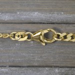 Armband als Panzerkette flach in Gelbgold 585 / 14K, 21 cm lang, 3,4 mm breit, Gewicht ca. 6.2 g.