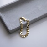 Armband als Panzerkette flach in Gelbgold 585 / 14K, 21 cm lang, 4,1 mm breit, Gewicht ca. 8.9 g.