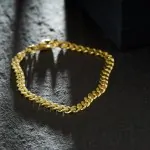 Armband als Panzerkette flach in Gelbgold 585 / 14K, 19 cm lang, 4.7 mm breit, Gewicht ca. 11 g.