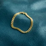 Armband als Panzerkette flach in Gelbgold 585 / 14K, 19 cm lang, 4.7 mm breit, Gewicht ca. 11 g.