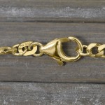 Armband als Dollarkette in Gelbgold 585 / 14K, 19 cm lang, 4,9 mm breit, Gewicht ca. 13.5 g.