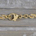 Armband als Kordelkette hohl Bicolor in Gelbgold / Weißgold 585 / 14K, 21 cm lang, 4,4 mm breit, Gewicht ca. 8.8 g.