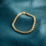 Armband als Kordelkette hohl Bicolor in Gelbgold / Weißgold 585 / 14K, 21 cm lang, 4,4 mm breit, Gewicht ca. 8.8 g.