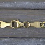 Goldkette als Fantasiekette in Gelbgold 585 / 14 Karat, 34 cm lang, 3.5 mm breit, Gewicht ca. 3.5 g.