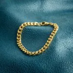 Armband als Panzerkette hohl in Gelbgold 585 / 14K, 21 cm lang, 5,4 mm breit, Gewicht ca. 8.2 g.