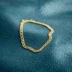 Armband als Zwillingspanzerkette in Gelbgold 585 / 14 K, 22 cm lang, 3,9mm breit, Gewicht ca. 5.1 g.