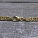 Armband als Zwillingspanzerkette in Gelbgold 585 / 14K, 17 cm lang, 3,9 mm breit, Gewicht ca. 1.9 g.