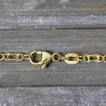 Goldkette als Tigeraugenkette hohl in Gelbgold 585 / 14K, 50 cm lang, 2,5 mm breit, Gewicht ca. 3.6 g.
