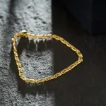 Armband als Tigeraugenkette hohl in Gelbgold 585 / 14K, 19 cm lang, 3,8 mm breit, Gewicht ca. 3 g.