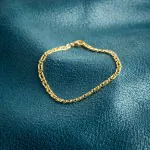 Armband als Tigeraugenkette hohl in Gelbgold 585 / 14K, 19 cm lang, 3,8 mm breit, Gewicht ca. 3 g.