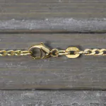 Armband als Panzerkette weit in Gelbgold 585 / 14 Karat, 21 cm lang, 2.1 mm breit, Gewicht ca. 2,4 g.