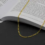 Goldkette als Figarokette diamantiert Gliederung 3+1 in Gelbgold 585 / 14K, 50 cm lang, 2,8 mm breit, Gewicht ca. 9.8 g.