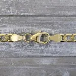 Armband als Panzerkette facettiert in Gelbgold 585 / 14K, 21 cm lang, 3,1 mm breit, Gewicht ca. 3 g.