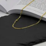 Goldkette als Figarokette diamantiert Gliederung 5+1 in Gelbgold 585 / 14K, 45 cm lang, 2,8 mm breit, Gewicht ca. 8.3 g.