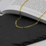 Goldkette als Figarokette diamantiert in Gelbgold 333 / 8K, 55 cm lang, 3,4 mm breit, Gewicht ca. 11.7 g.