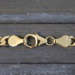 Goldkette als Panzerkette facettiert in Gelbgold 585 / 14K, 45 cm lang, 5 mm breit, Gewicht ca. 13 g.