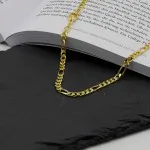 Goldkette als Figarokette diamantiert in Gelbgold 585 / 14K, 55 cm lang, 4,3 mm breit, Gewicht ca. 23.4 g.