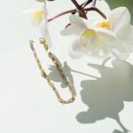 Armband als Singapurkette Bicolor in Gelbgold / Weißgold 585 / 14K, 19 cm lang, 2,4 mm breit, Gewicht ca. 2 g.