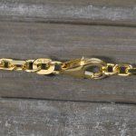 Armband als Ankerkette diamantiert in Gelbgold 585 / 14K, 18,7 cm lang, 2,5 mm breit, Gewicht ca. 6.2 g.