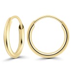 Ohrringe, Creolen, Gelbgold 585 / 14K, Außendurchmesser 9 mm, Breite 1.3 mm, Gewicht ca. 0.2 g